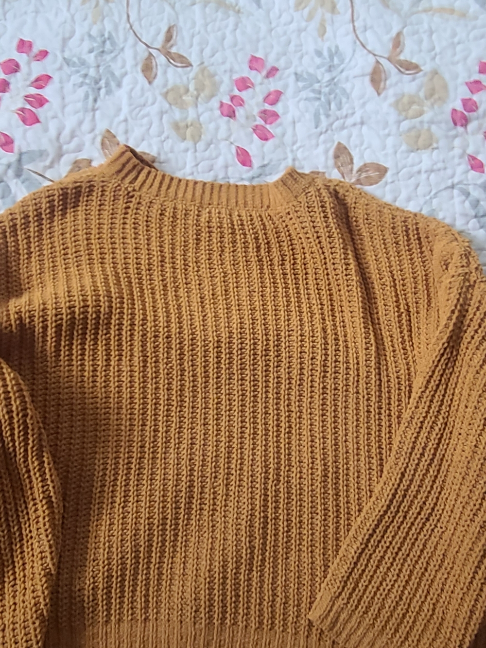 Fox Mustard Ribbed Crewneck Sweater